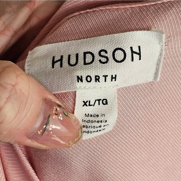 Hudson North Light Pink Ruffle Tie Waist Wrap Dress Puff Sleeve Sz XL - Picture 7 of 9